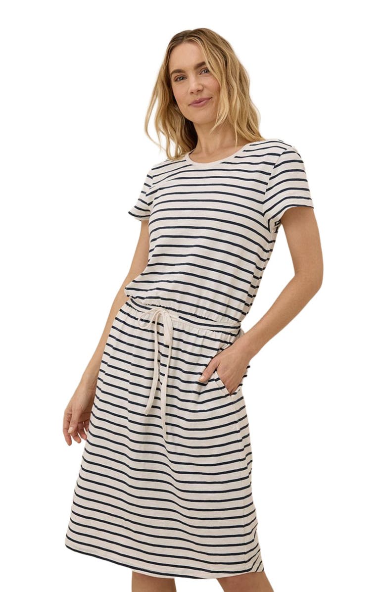 Pact Organic Cotton Relaxed Slub Weekend Dress, Main, color, Santa Ana Stripe Midnight Blue