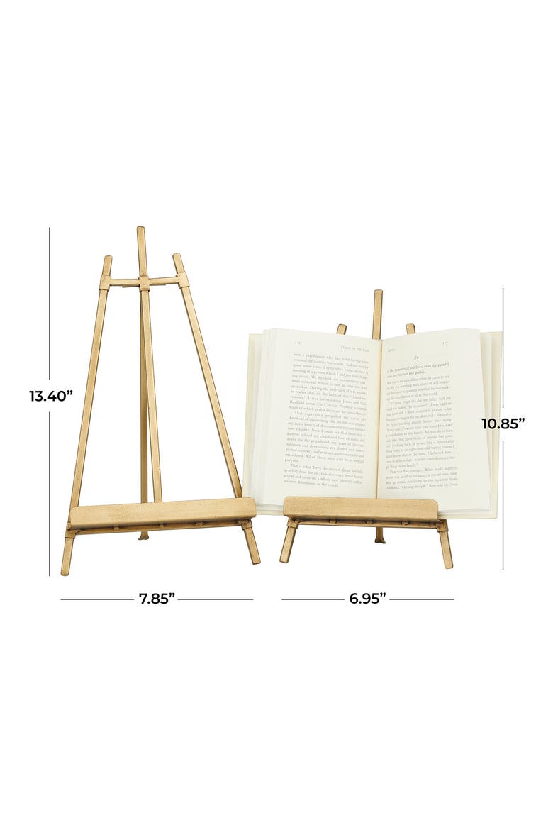 Goldtone Metal Traditional Easel with Foldable Stand - Set of 2, Alternate, color, GOLD