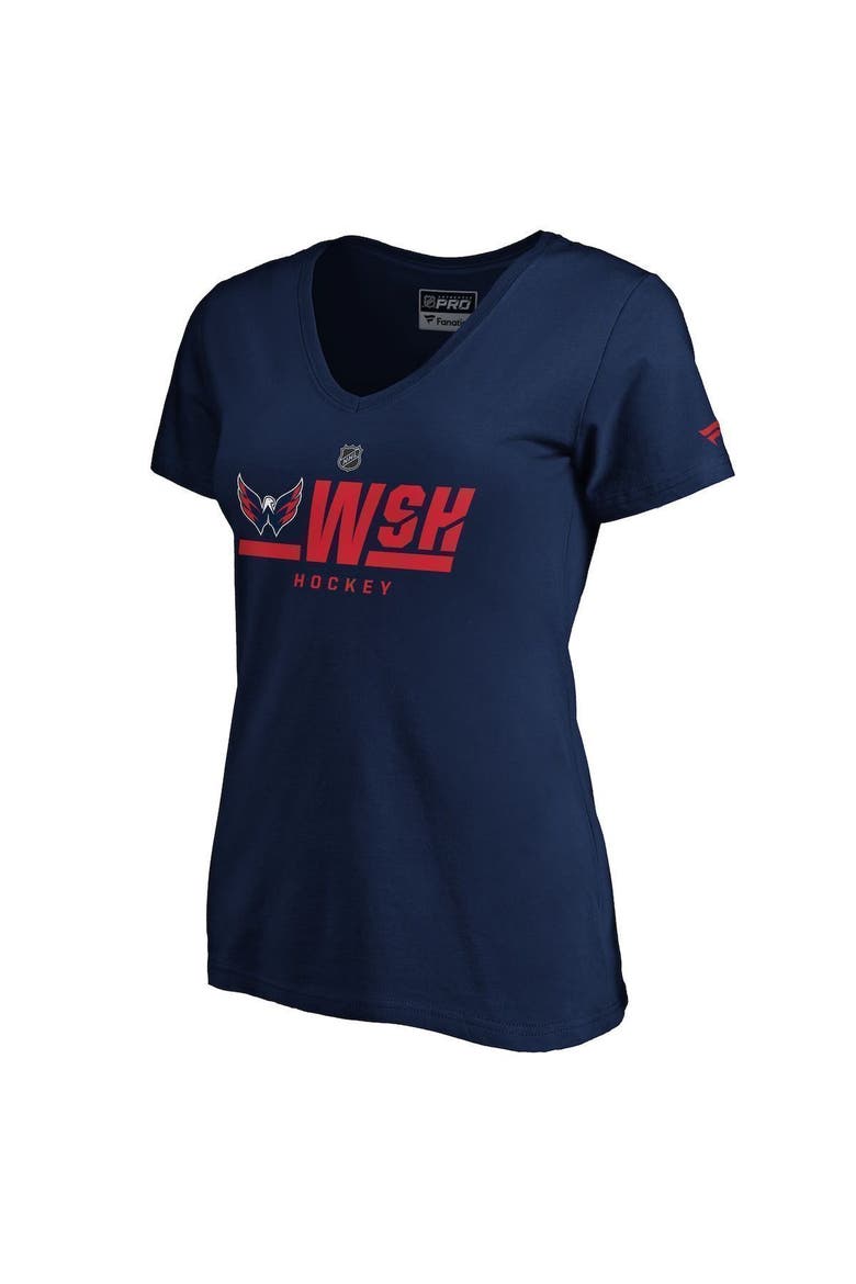 Women's Fanatics Branded Navy Washington Capitals Authentic Pro Secondary Logo V-Neck T-Shirt, Alternate, color, NAVY