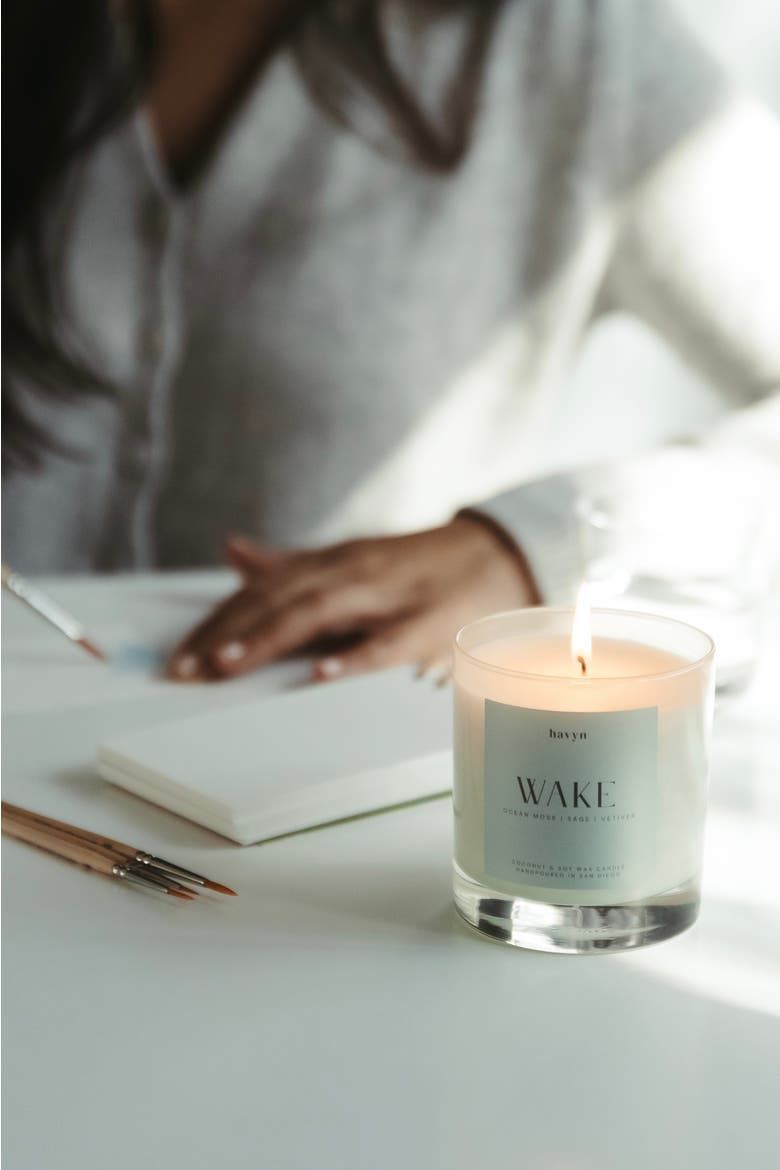 Wake (Ocean Moss, Sage, Vetiver) EU Allergen-Free Candle, Alternate, color, 8 oz