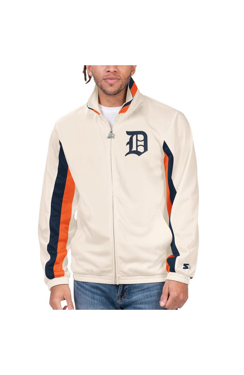 STARTER Men's Starter Cream Detroit Tigers Rebound Cooperstown Collection Full-Zip Track Jacket, Main, color, 
