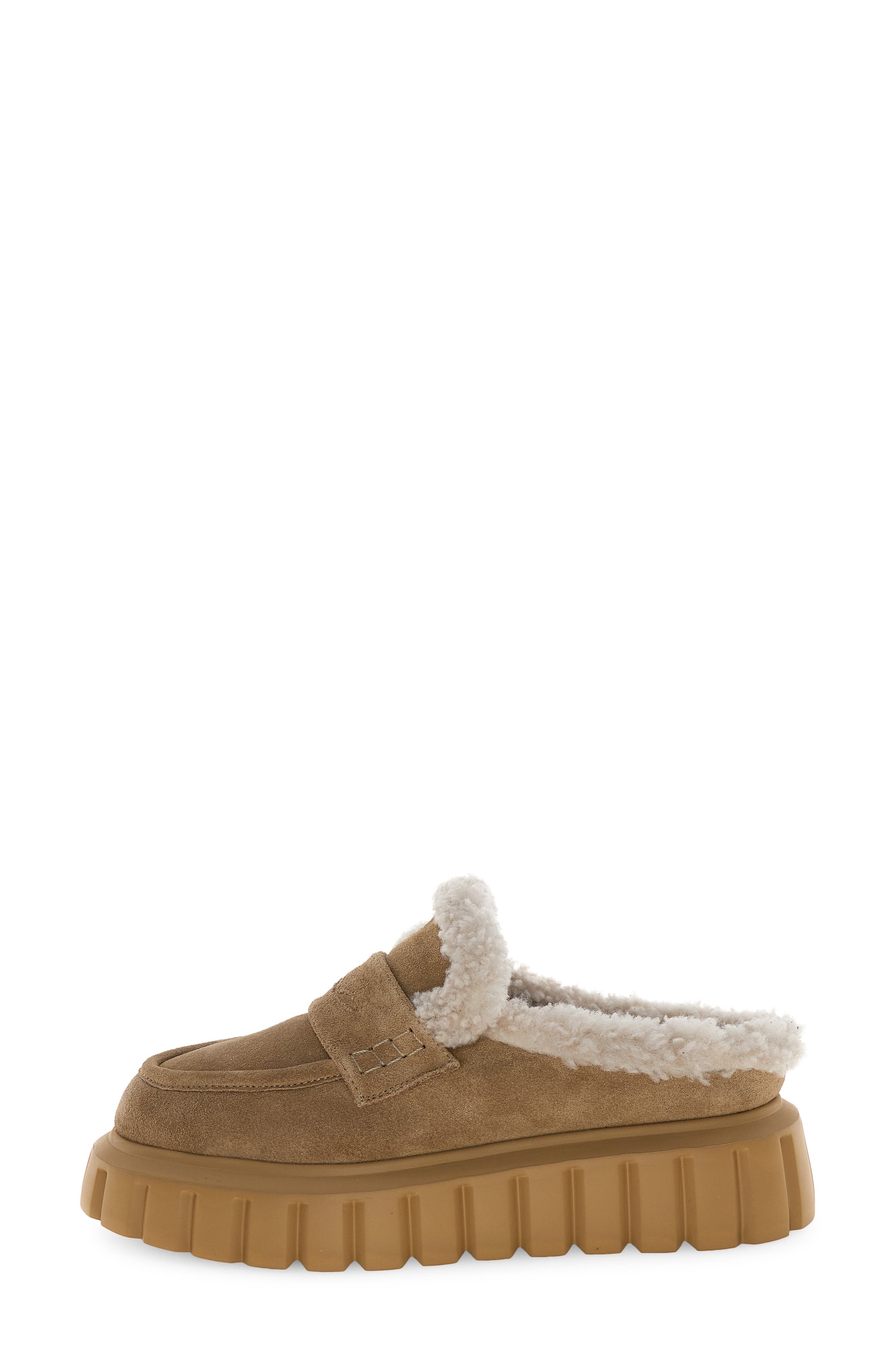 Grenelle Genuine Shearling Platform Mule, Alternate, color, LIGHT BROWN