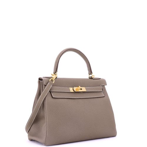 Pre-owned Hermes Hermes Kelly Handbag Grey Togo With Gold Hardware 28 In Brown