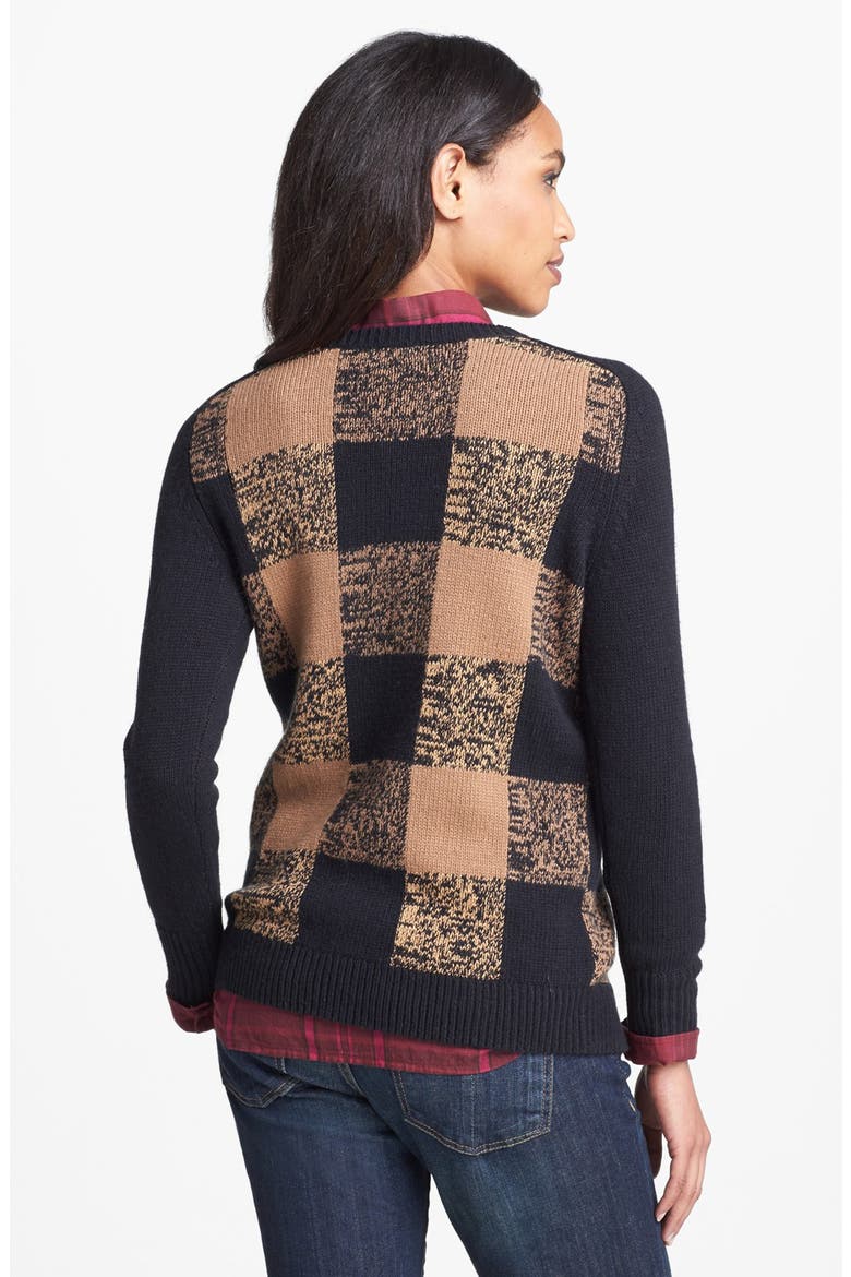 Plaid Sweater, Alternate, color, BLACK PLAID