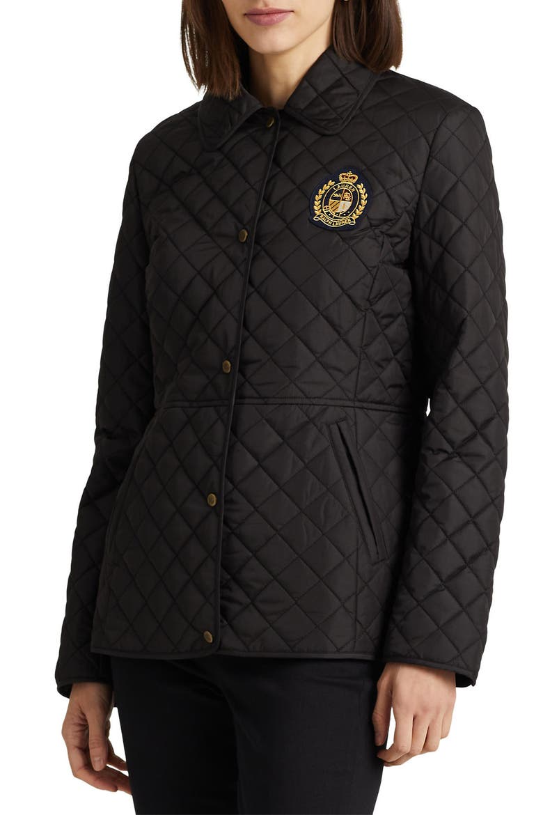 Water Repellent Quilted Jacket, Main, color, BLACK