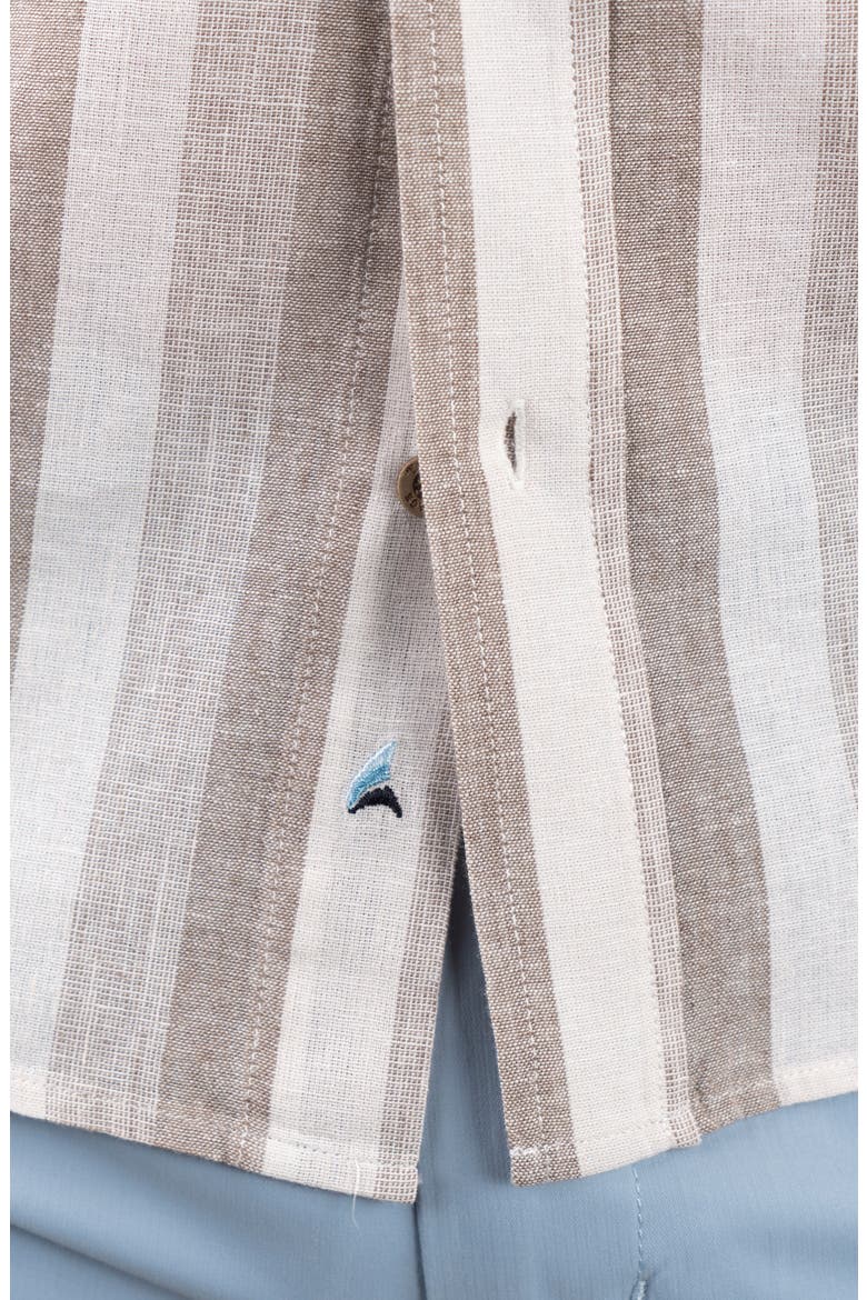 Puretec Linen Cotton Button-Up Shirt, Alternate, color, KHAKI TONAL STRIPE