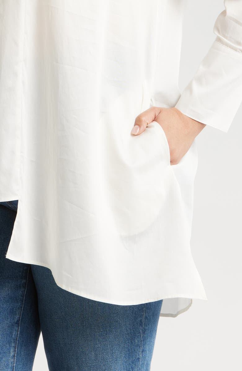 HARSHMAN Dorette Asymmetric Collar Cotton Tunic, Alternate, color, 