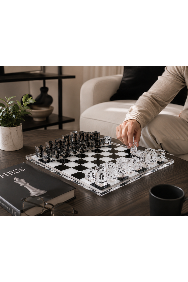 Infinity Lucite 17-Inch Lucite Chess Set, Alternate, color, White/Black