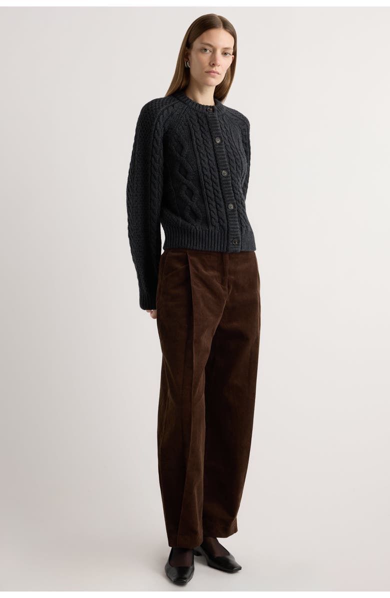 Modern Citizen Eloise Button Cable Cardigan, Alternate, color, Charcoal