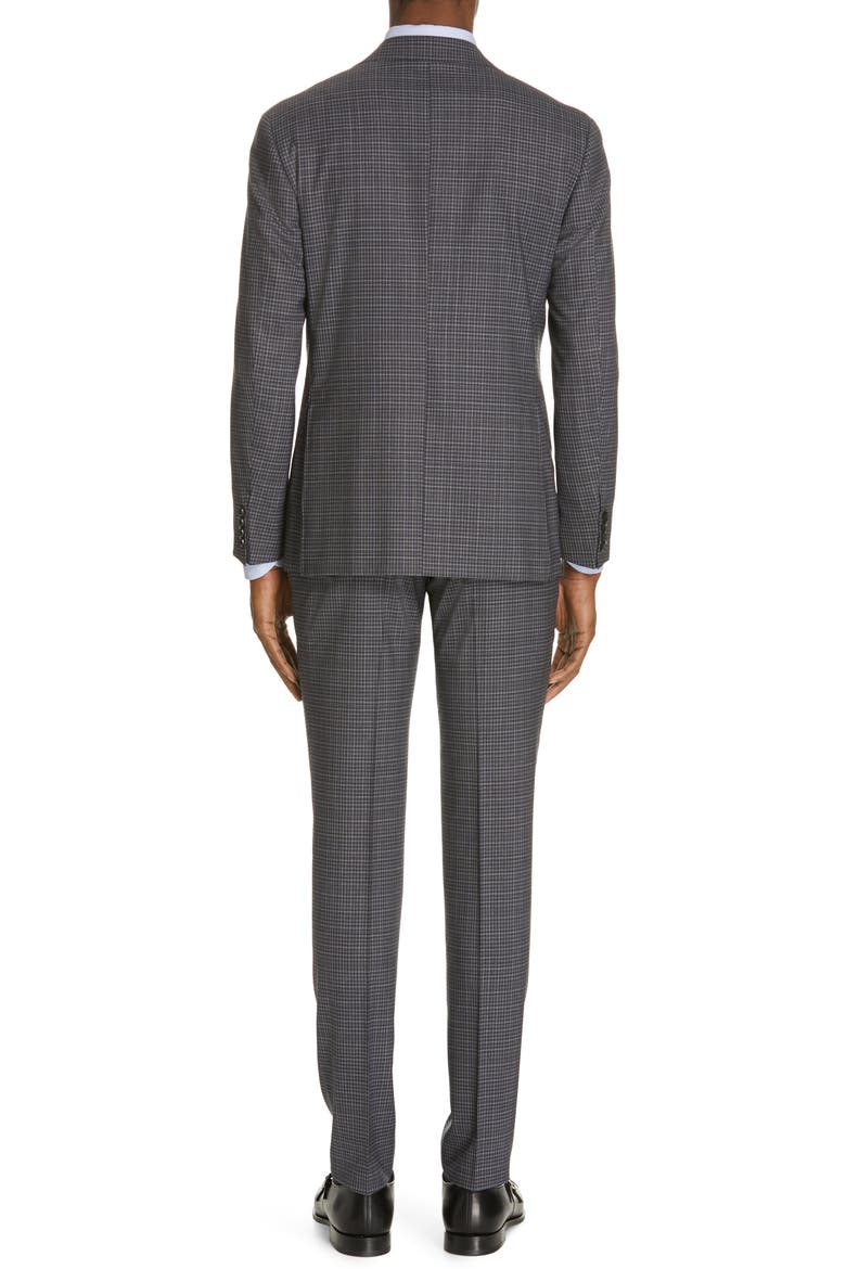 Milano Trim Fit Check Wool Suit, Alternate, color, CHARCOAL