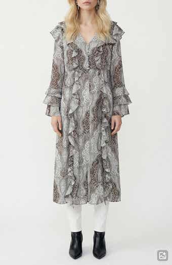 Tara Leaf Print Button Front Longline Cardigan