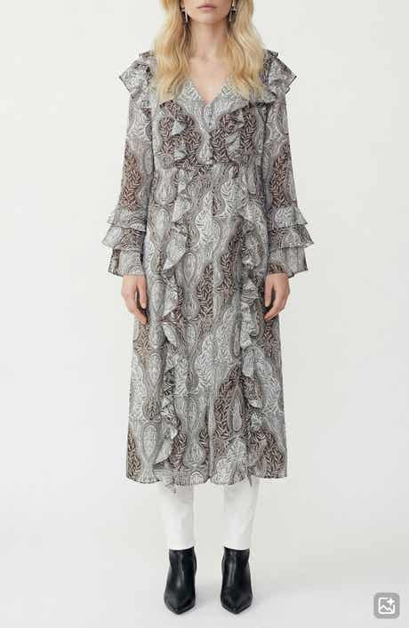 Tara Leaf Print Button Front Longline Cardigan