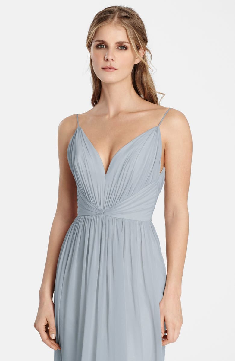 Jim Hjelm Occasions Draped V-Neck Chiffon Gown, Alternate, color,