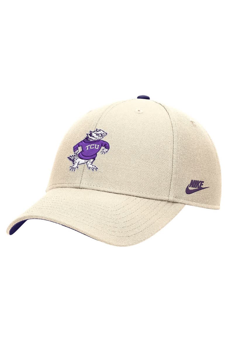 Men's Nike Natural TCU Horned Frogs Vintage Rise Dri-FIT Adjustable Hat, Main, color, Natural