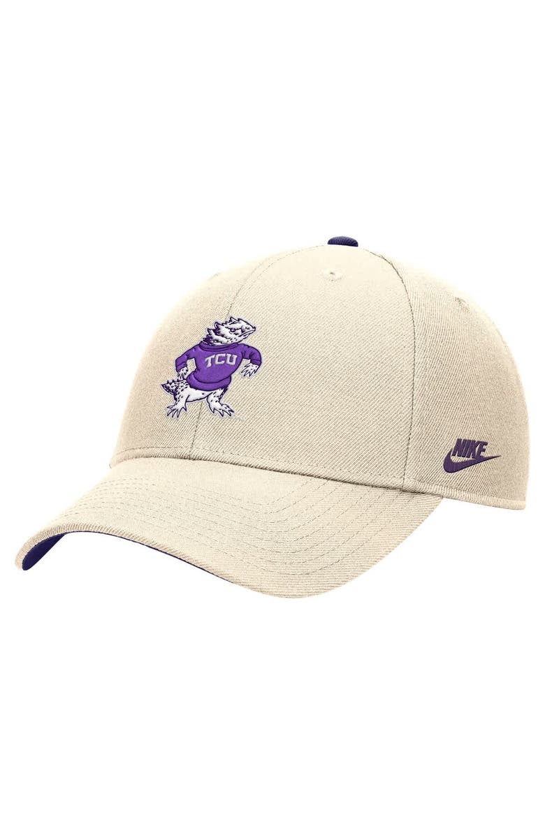 Nike Men
s Nike Natural TCU Horned Frogs Vintage Rise Dri-FIT Adjustable Hat, Main, color, Natural
