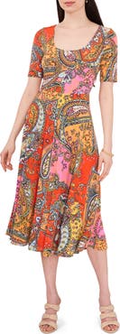 Chaus Paisley Print Midi Dress