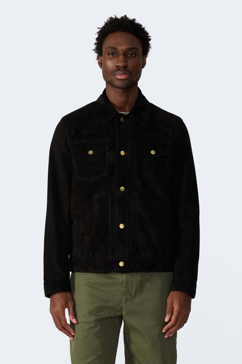 Ollie Suede Jacket, Alternate, color, Black