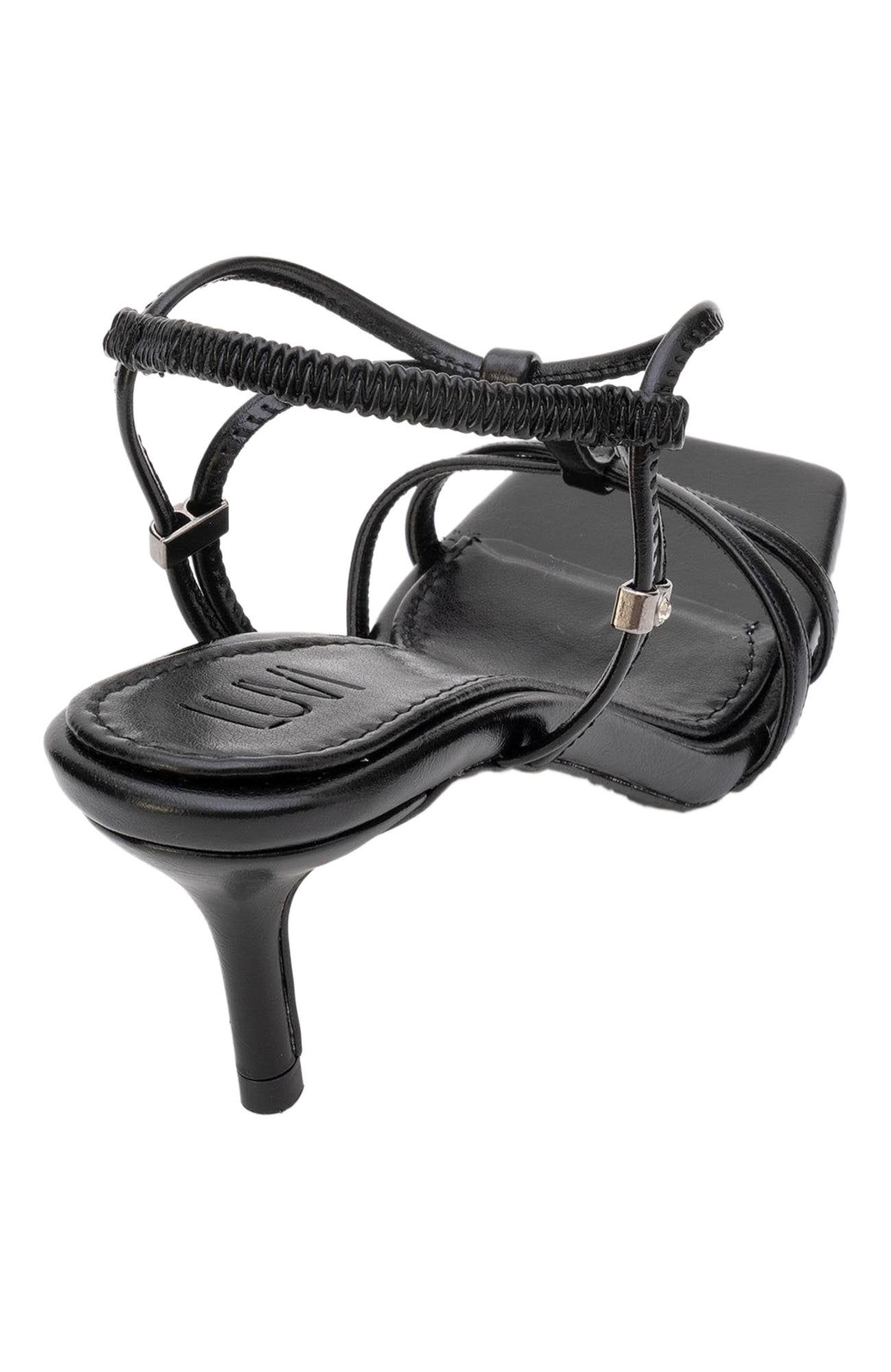 Prologue Shoes Gibson Stiletto Sandal, Alternate, color, Black Faux Leather