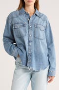 Re/Done Distressed Western Stud Denim Shirt