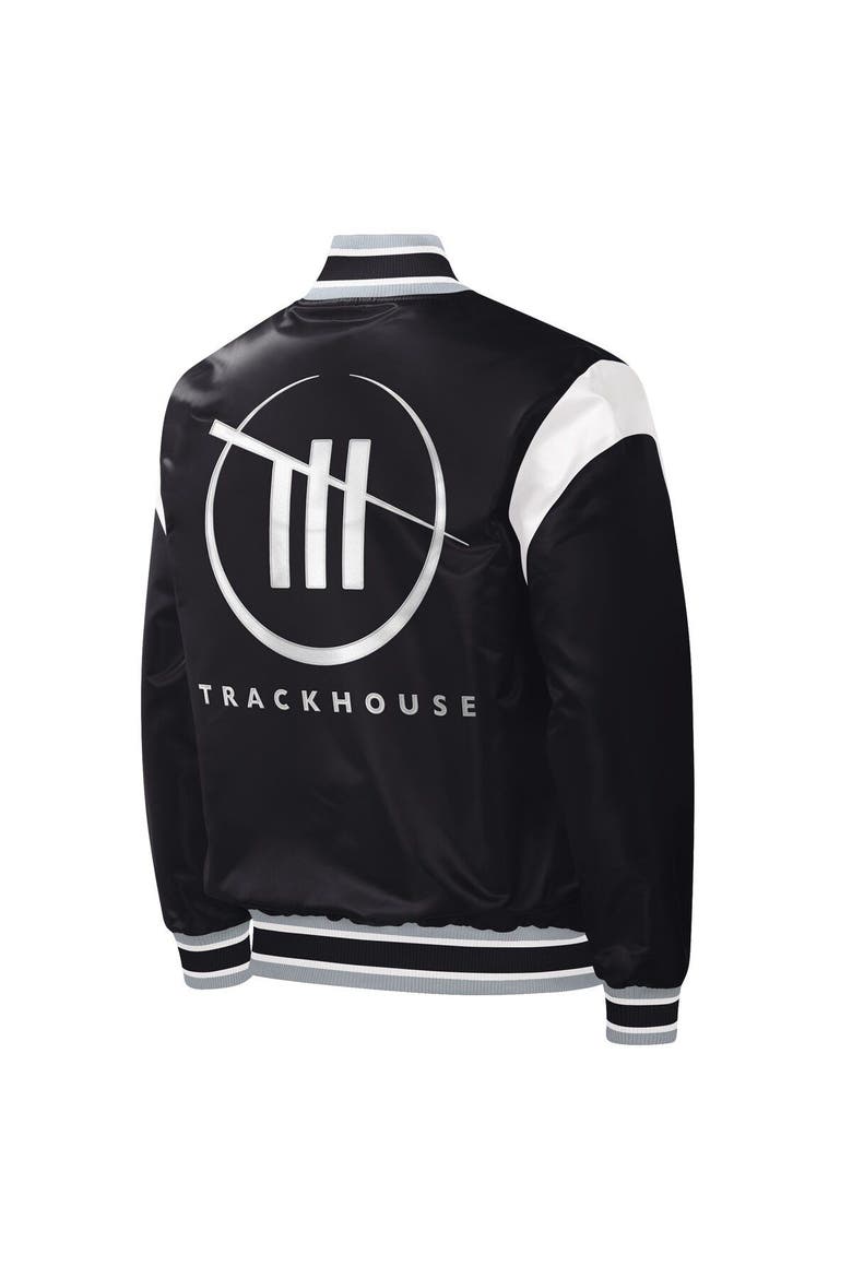 Men's Starter Black TRACKHOUSE RACING Force Play Full-Snap Varsity Jacket, Alternate, color, Black
