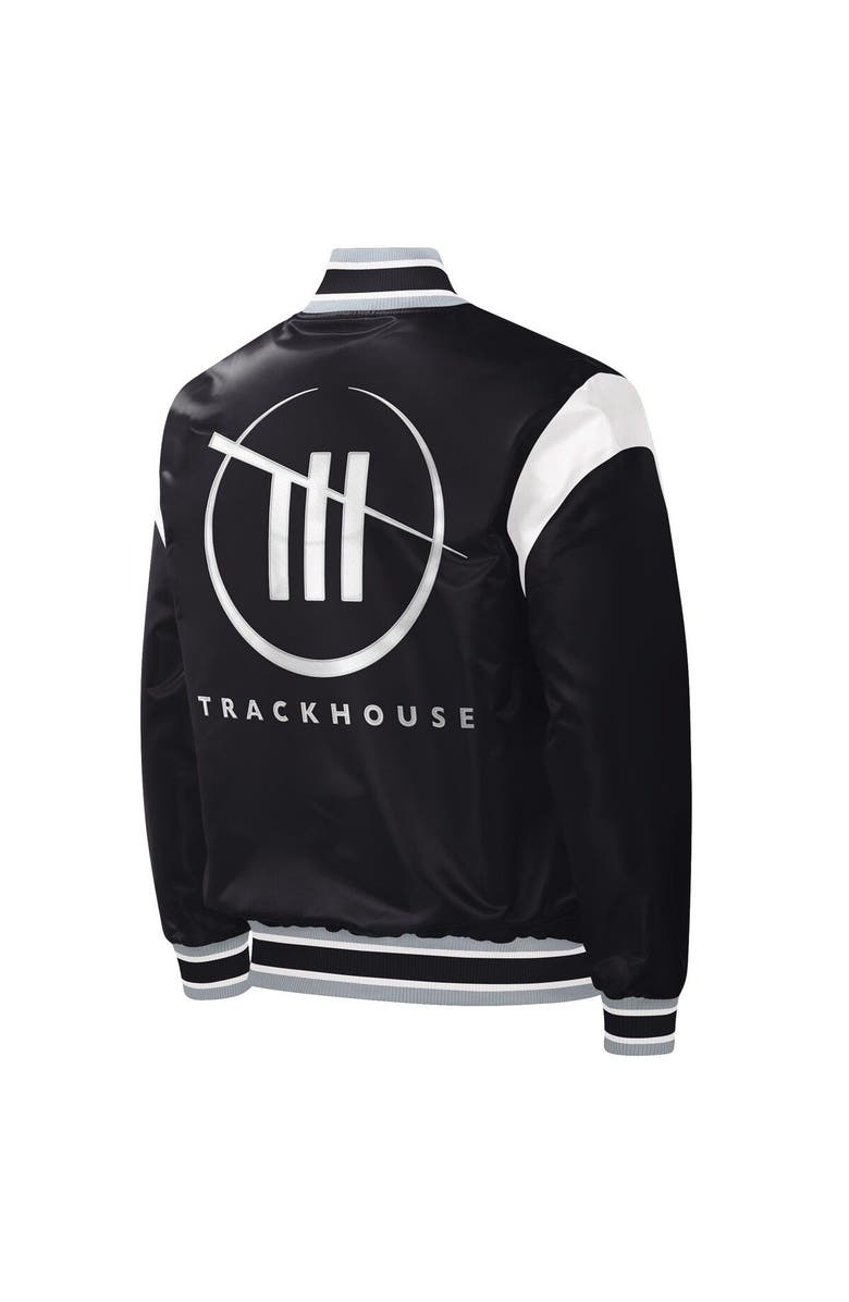 STARTER Men's Starter Black TRACKHOUSE RACING Force Play Full-Snap Varsity Jacket, Alternate, color, Black