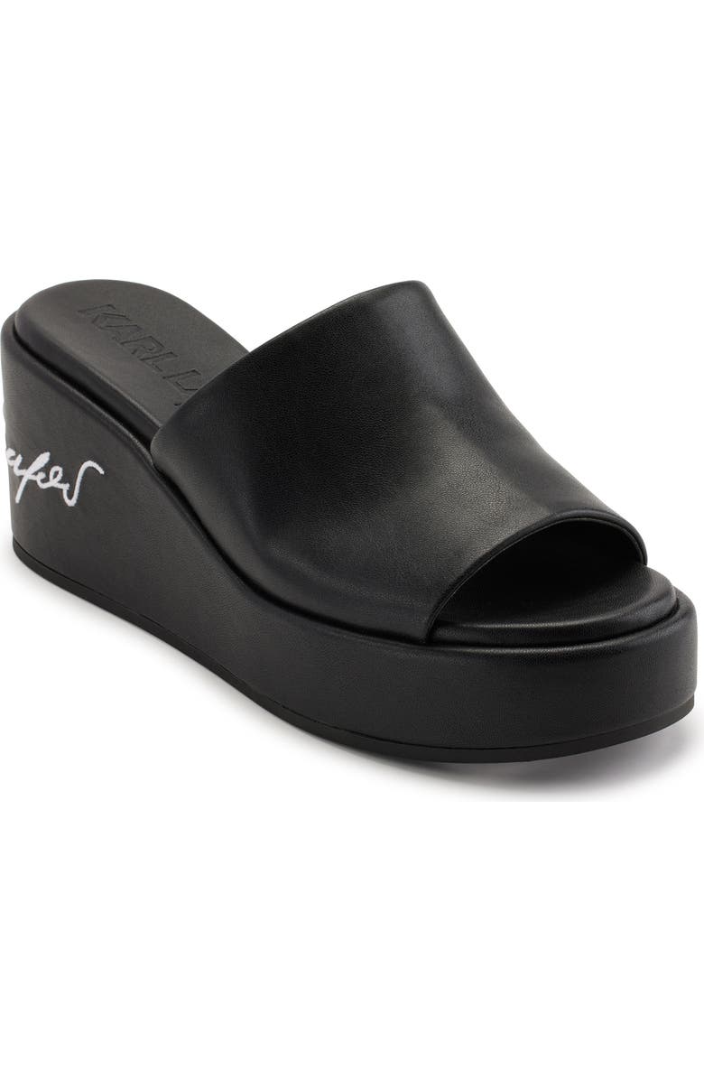KARL LAGERFELD PARIS Calvina Platform Wedge Sandal, Main, color, Black