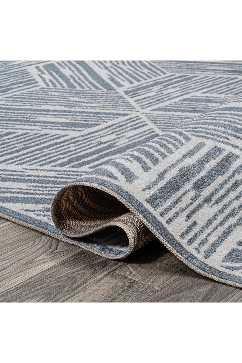 Vector Modern Coastal Geometric Machine-Washable Area Rug, Alternate, color, Blue/Cream