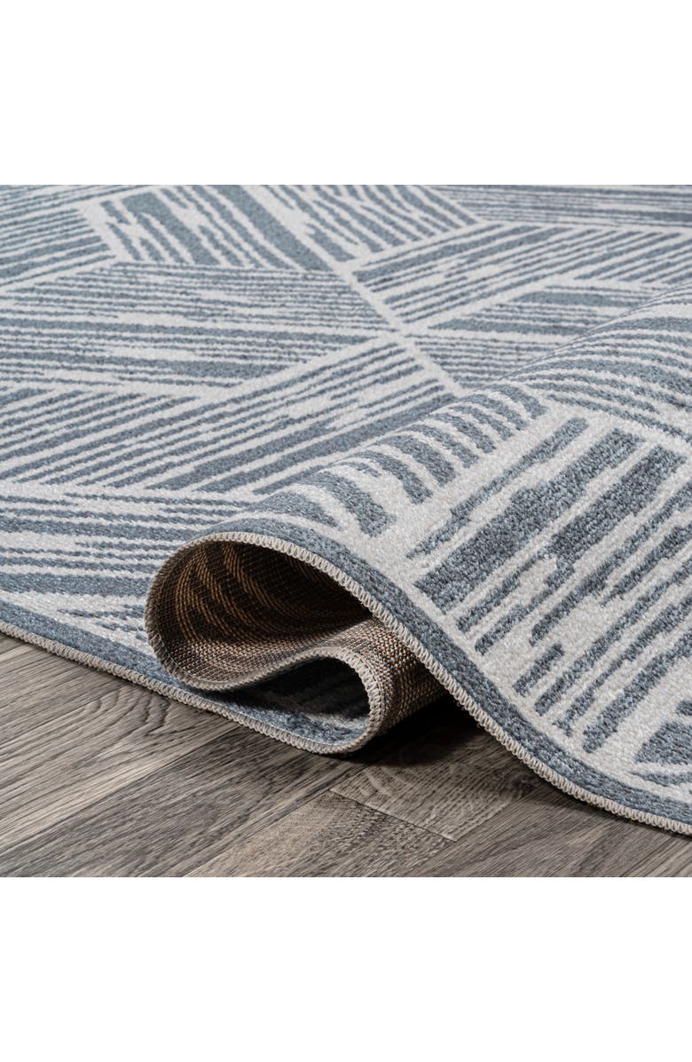 JONATHAN Y Vector Modern Coastal Geometric Machine-Washable Area Rug, Alternate, color, Blue/Cream