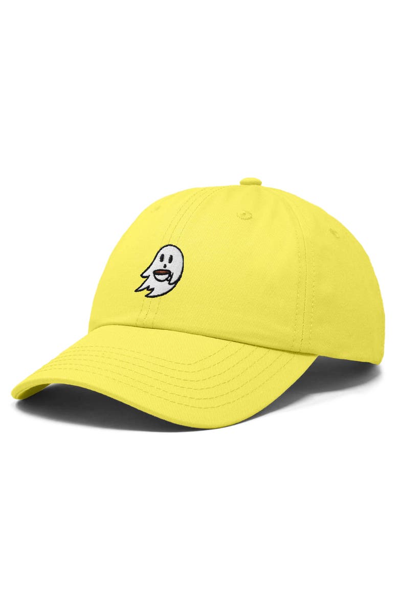 Coffee Ghost Embroidered Hat, Alternate, color, Yellow