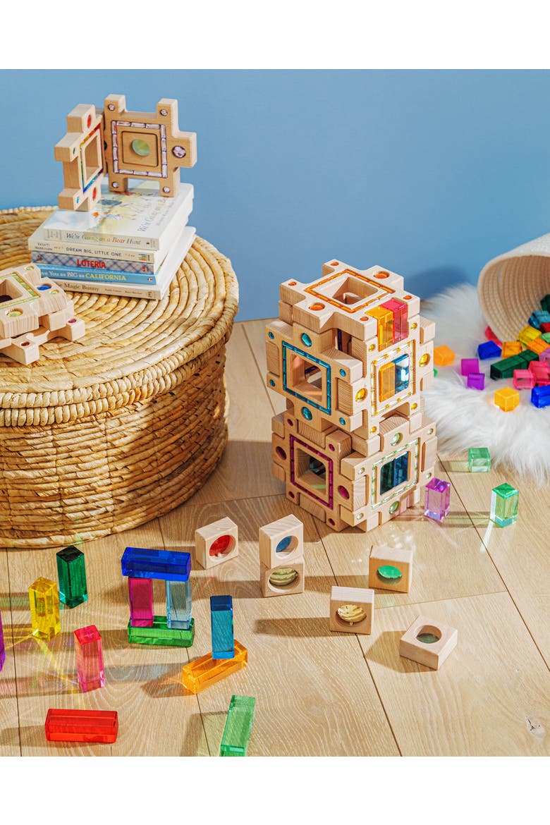 Noa Translucent Rainbow Acrylic Sensory Building Blocks - 12 Pieces, Alternate, color, Rainbow