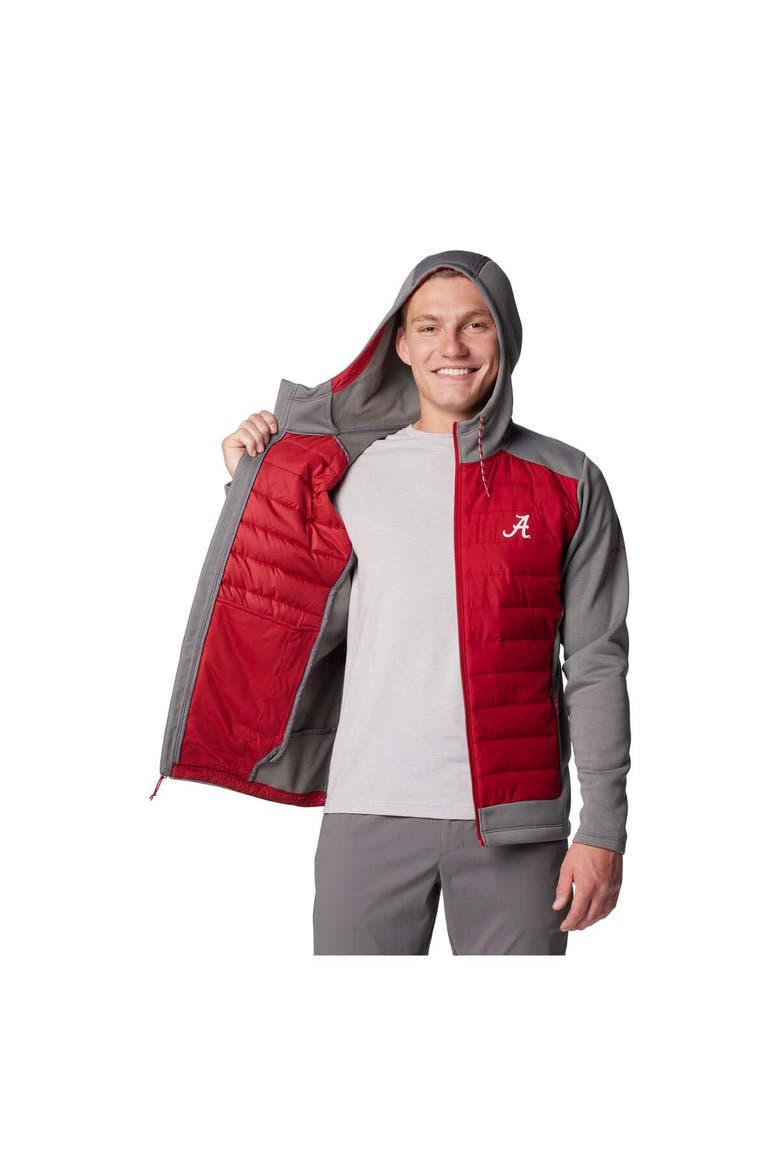 Men's Columbia  Gray/Crimson Alabama Crimson Tide Out-Shield Hybrid Full-Zip Hoodie Jacket, Alternate, color, Gray