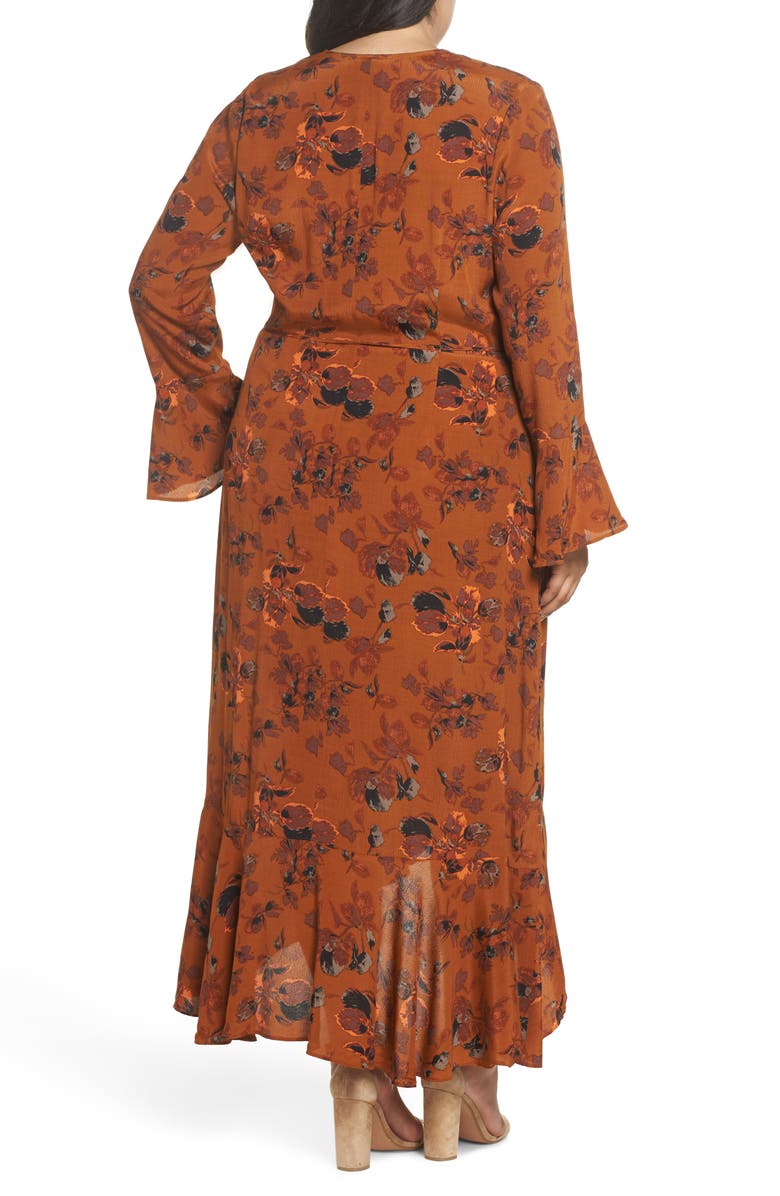 Leith Bell Sleeve Wrap Midi Dress, Alternate, color,