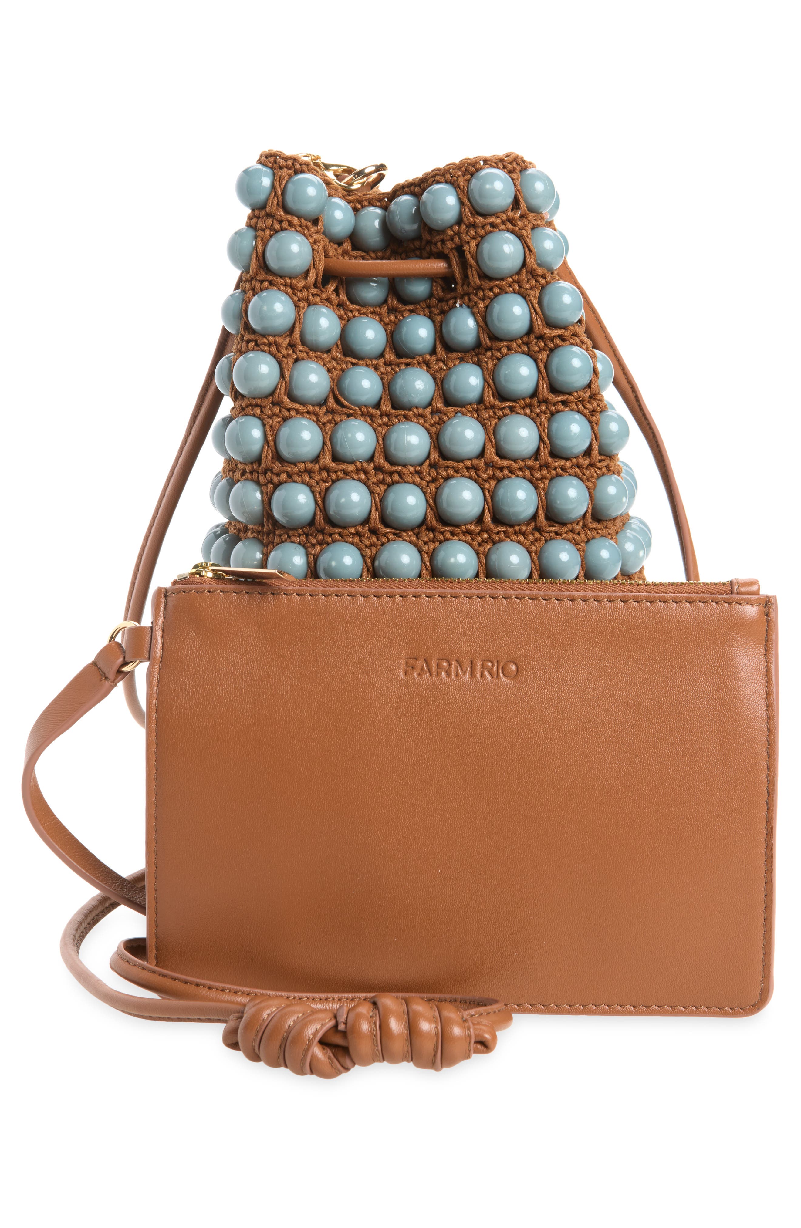Beaded Macramé Bucket Bag, Alternate, color, NEW WALNUT STORM