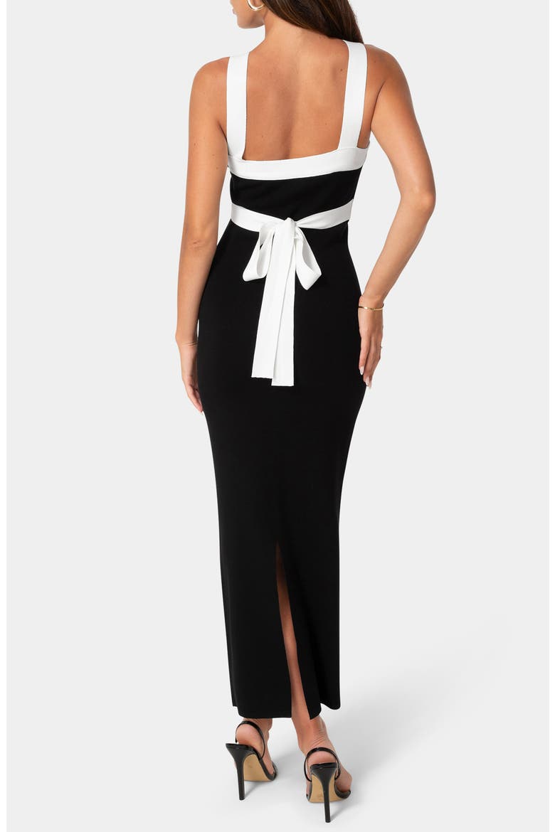 Crisscross Contrast Midi Dress, Alternate, color, BLACK/ WHITE