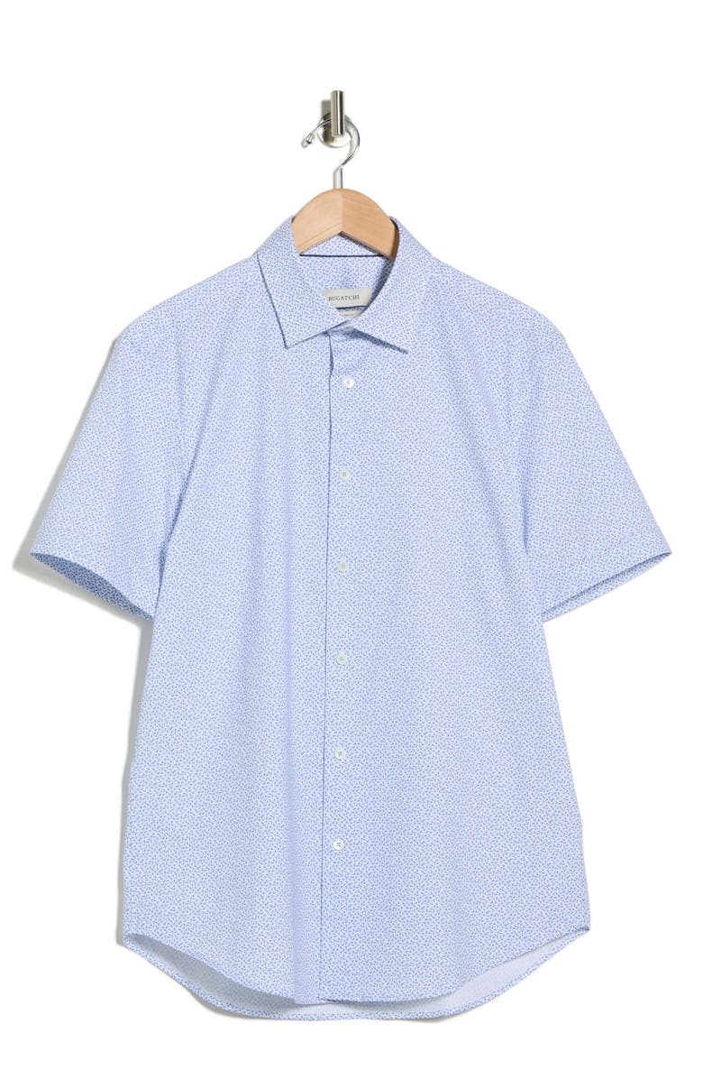 Bugatchi Short Sleeve Button-Up Shirt, Main, color, Air Blue