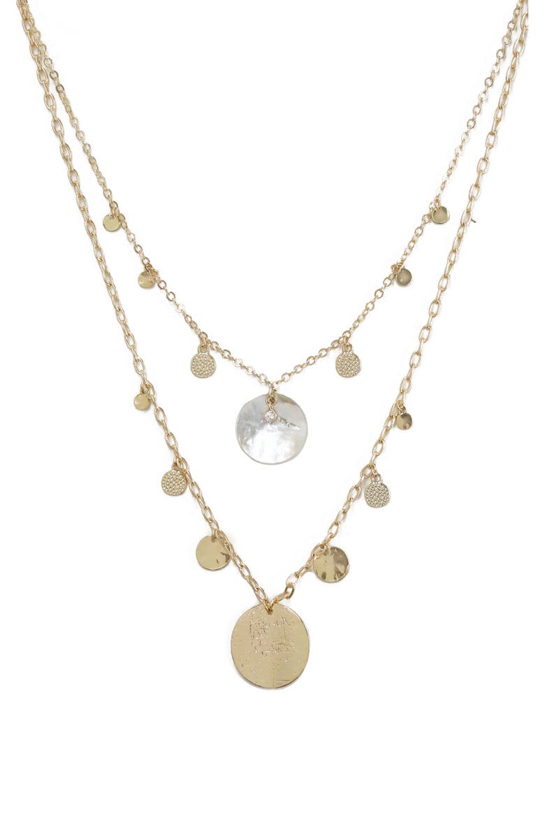 Set of 2 Disc Station Necklaces, Alternate, color, GOLD