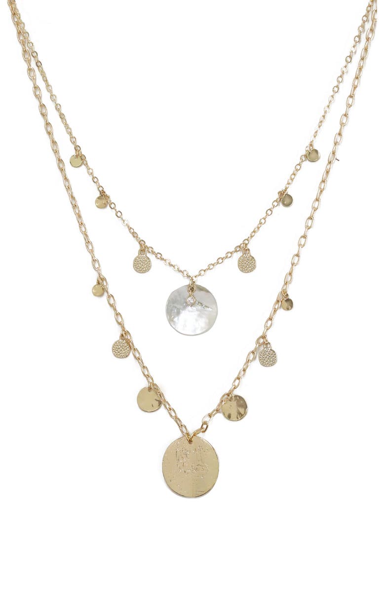 Ettika Set of 2 Disc Station Necklaces, Alternate, color, Gold