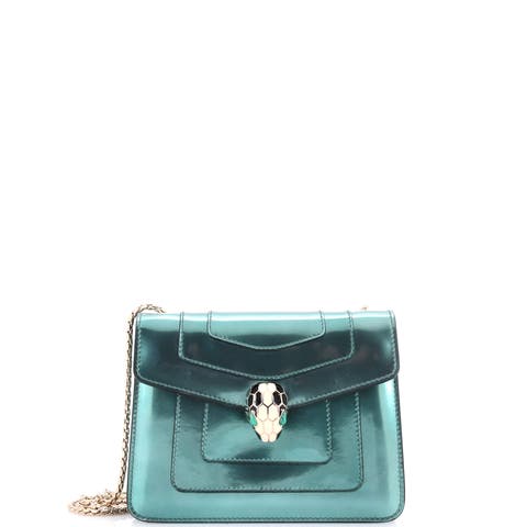 Serpenti Forever Square Shoulder Bag Metallic Leather Small