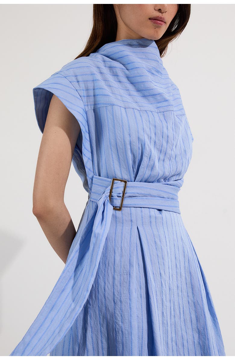 Karen Millen Belted Woven Midi Shirt Dress, Alternate, color, Blue