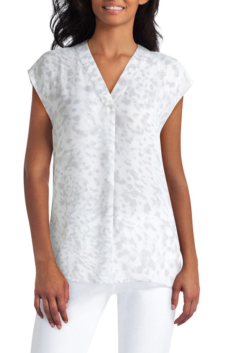 H HALSTON V-Neck Cap Sleeve Blouse, Main, color, 