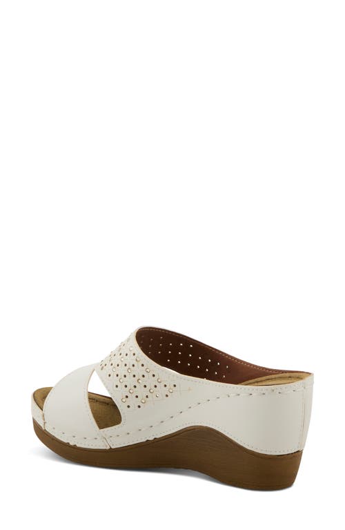 Flexus By Spring Step Perforated Wedge Sandal In White