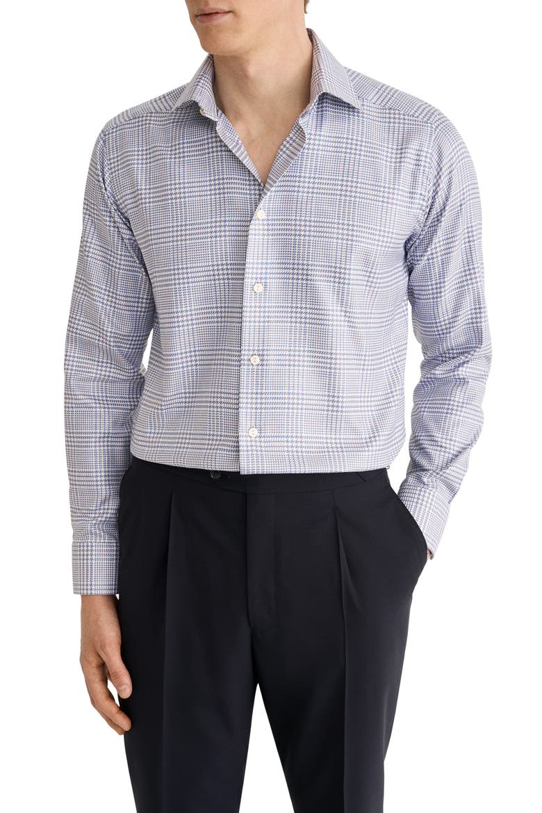 Slim Fit Checked King Twill Shirt, Main, color, DARK BLUE
