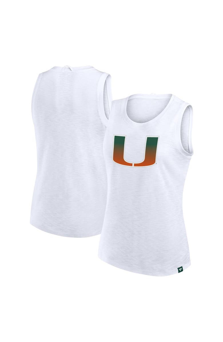 FANATICS Women's Fanatics White Miami Hurricanes Activate Slub Tank Top, Alternate, color,