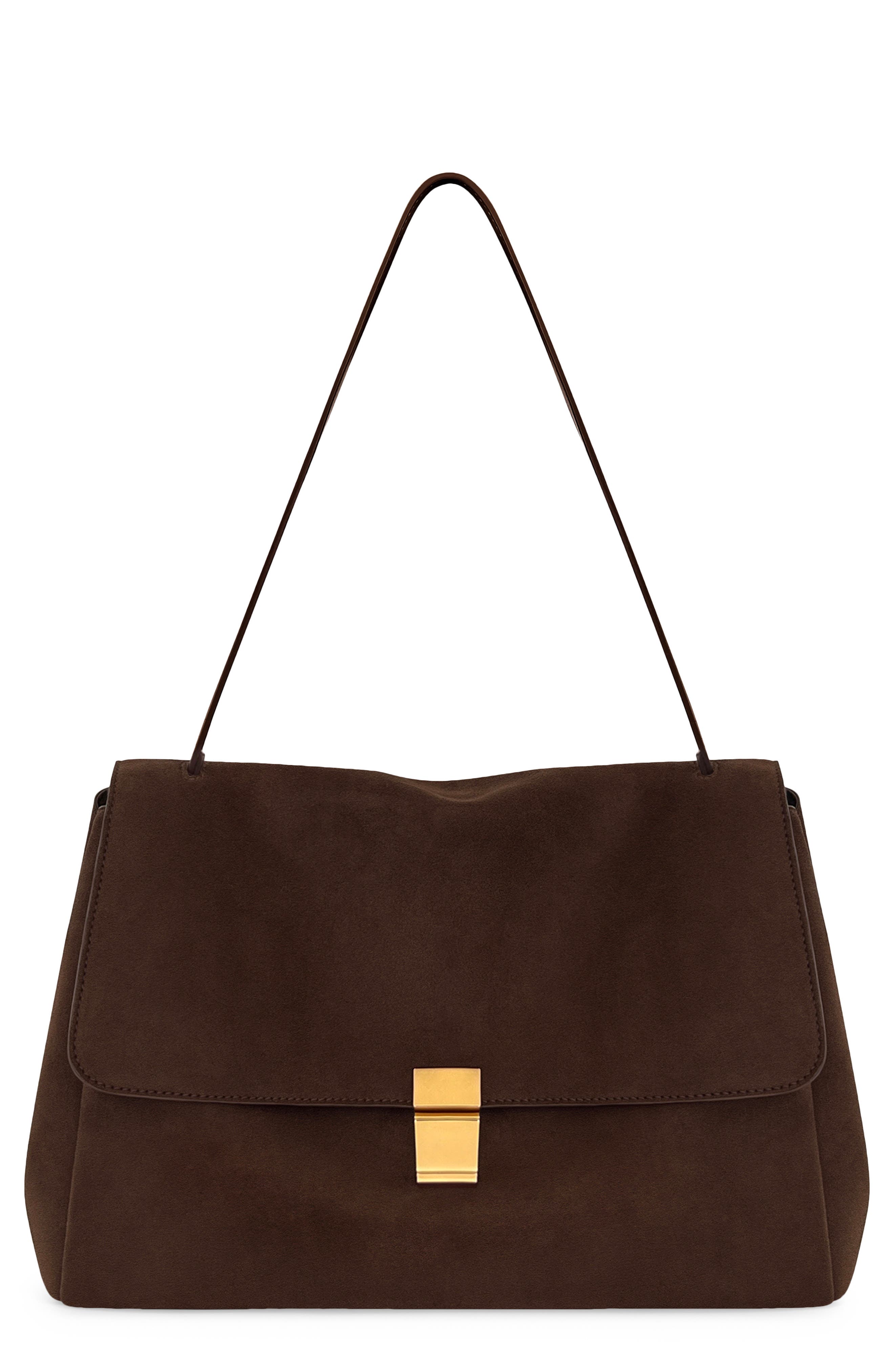 JW PEI Hilary Faux Suede Shoulder Bag, Main, color, Dark Brown