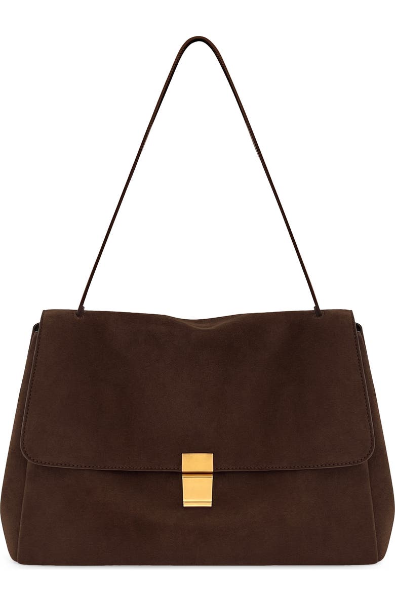 JW PEI Hilary Faux Suede Shoulder Bag, Main, color, Dark Brown