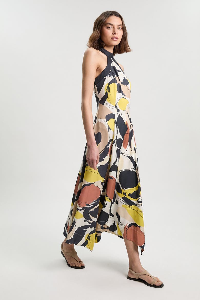 Abstract Print Halter Maxi Dress, Alternate, color, Multi