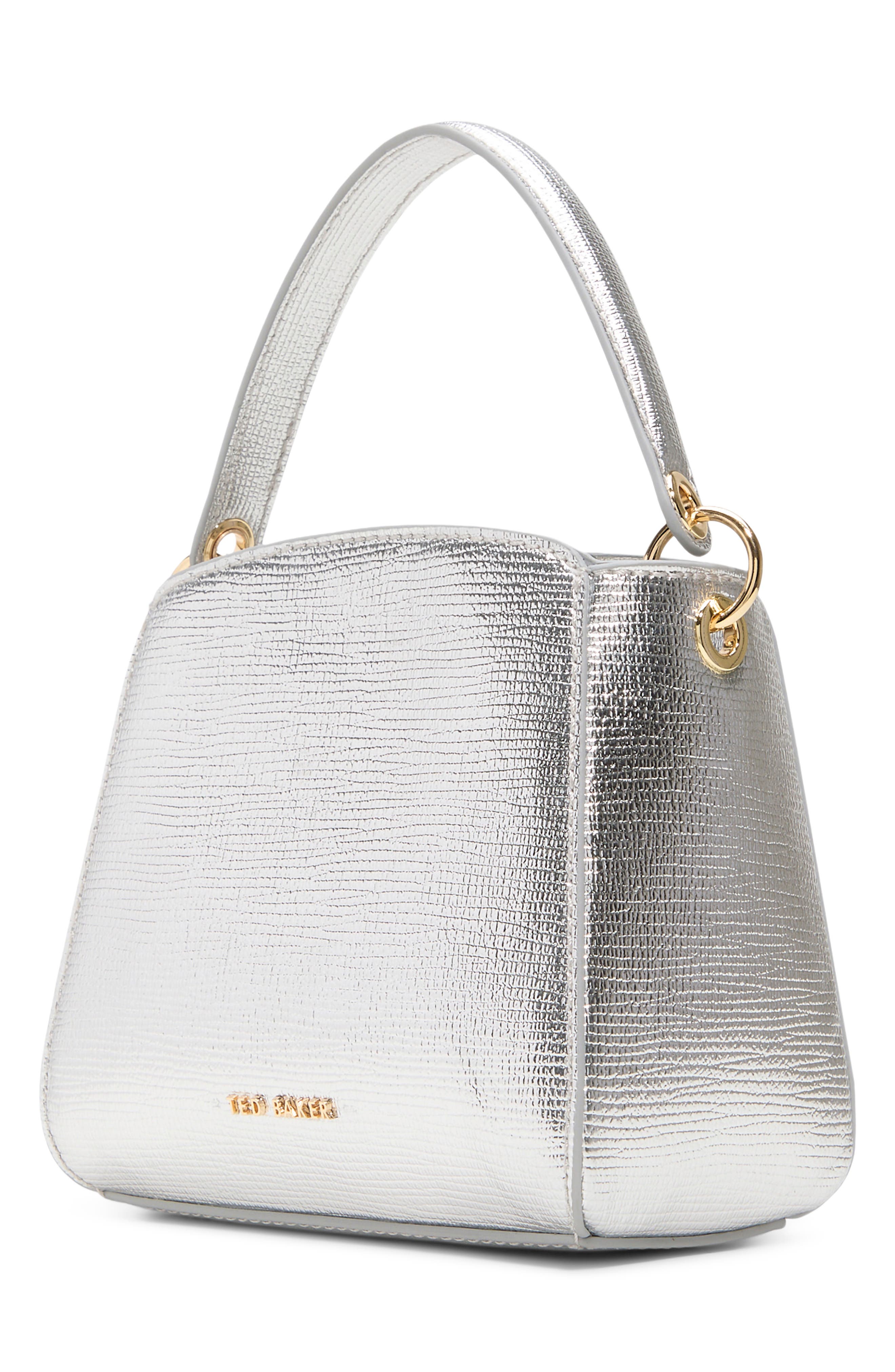 Polly Lizard Embossed Faux Leather Crossbody Bag, Alternate, color, SILVER