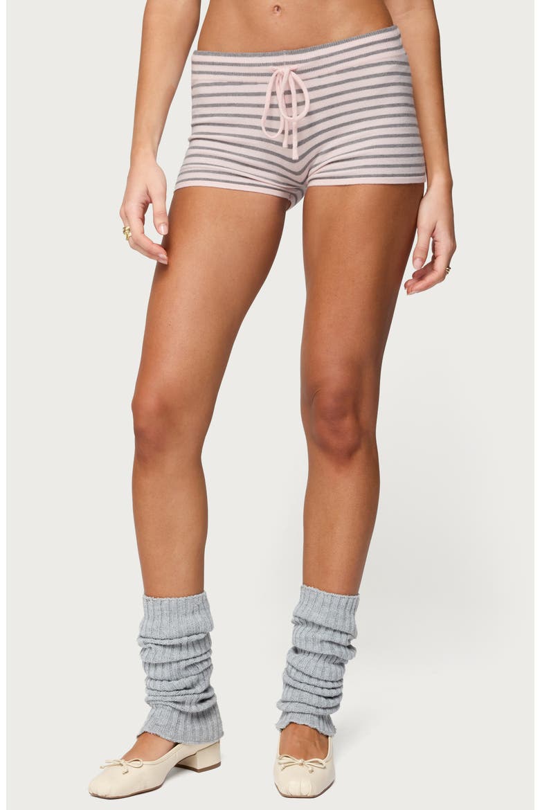 Lillian Stripe Knit Shorts, Alternate, color, LIGHT-PINK