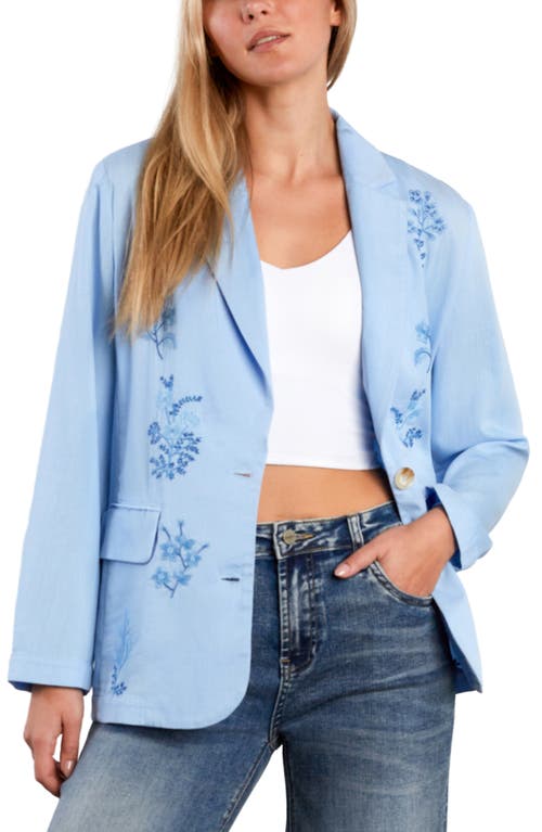 Billy T Poetic Floral Embroidered Denim Blazer in Windsurfer Blue at Nordstrom, Size X-Large