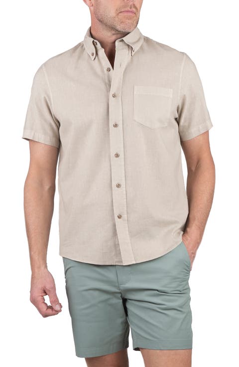 Short Sleeve Linen Button-Down Shirt